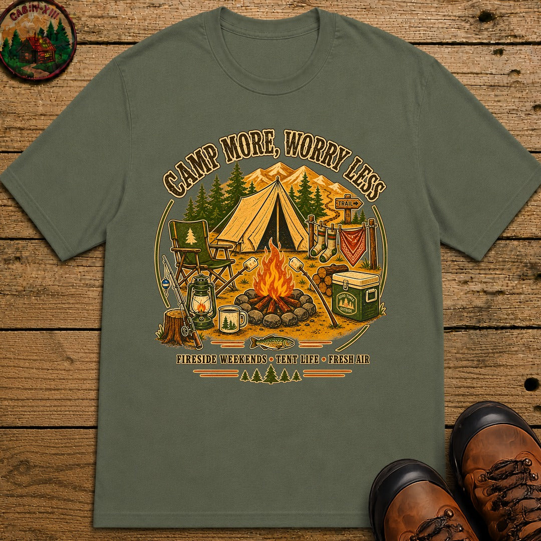 Camp More Worry Less T-Shirt - Moss
