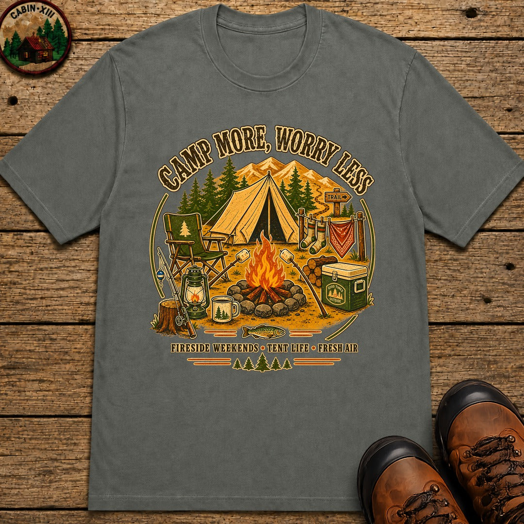 Camp More Worry Less T-Shirt - Pepper