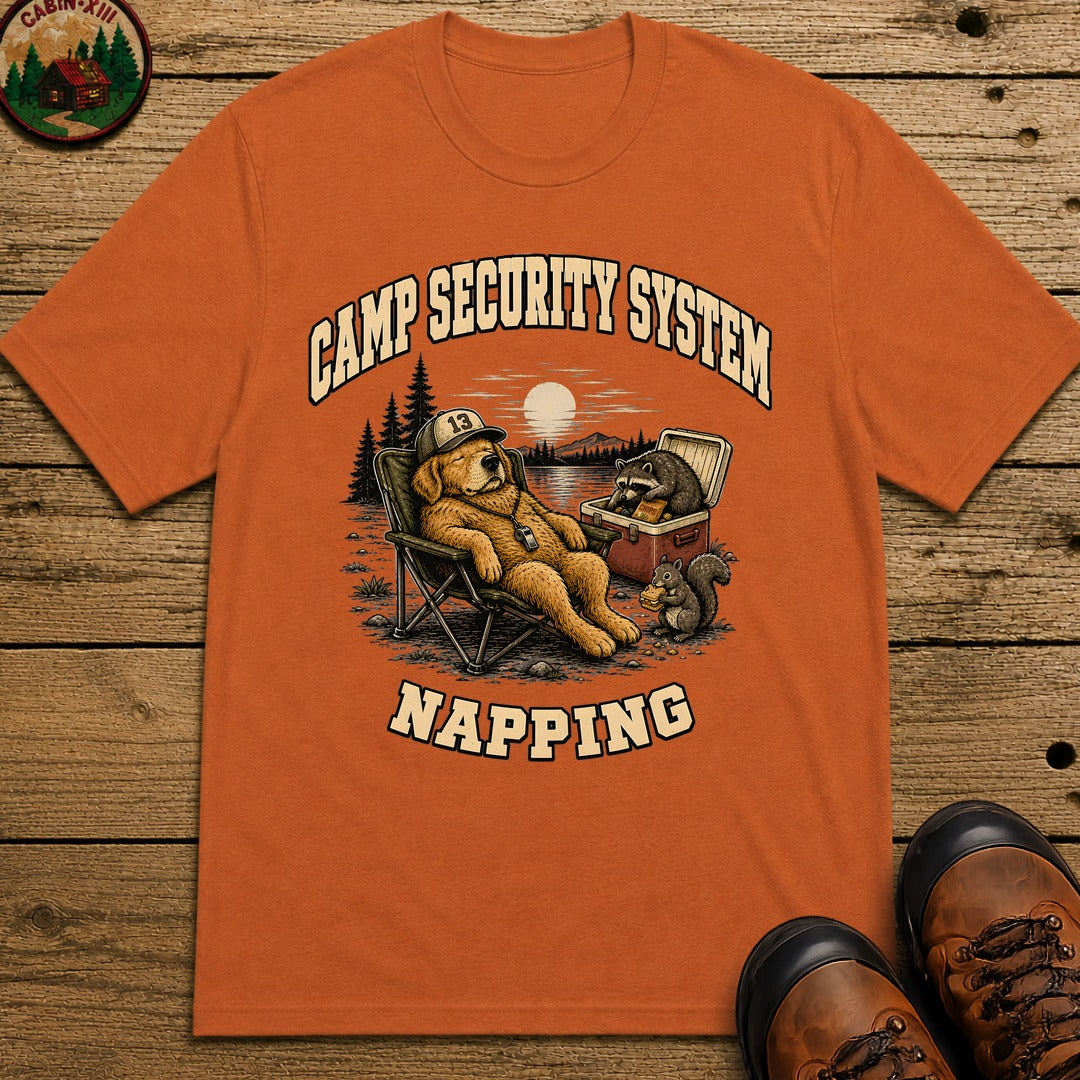 Camp Security System Napping — Funny Camping Dog Tee - Yam