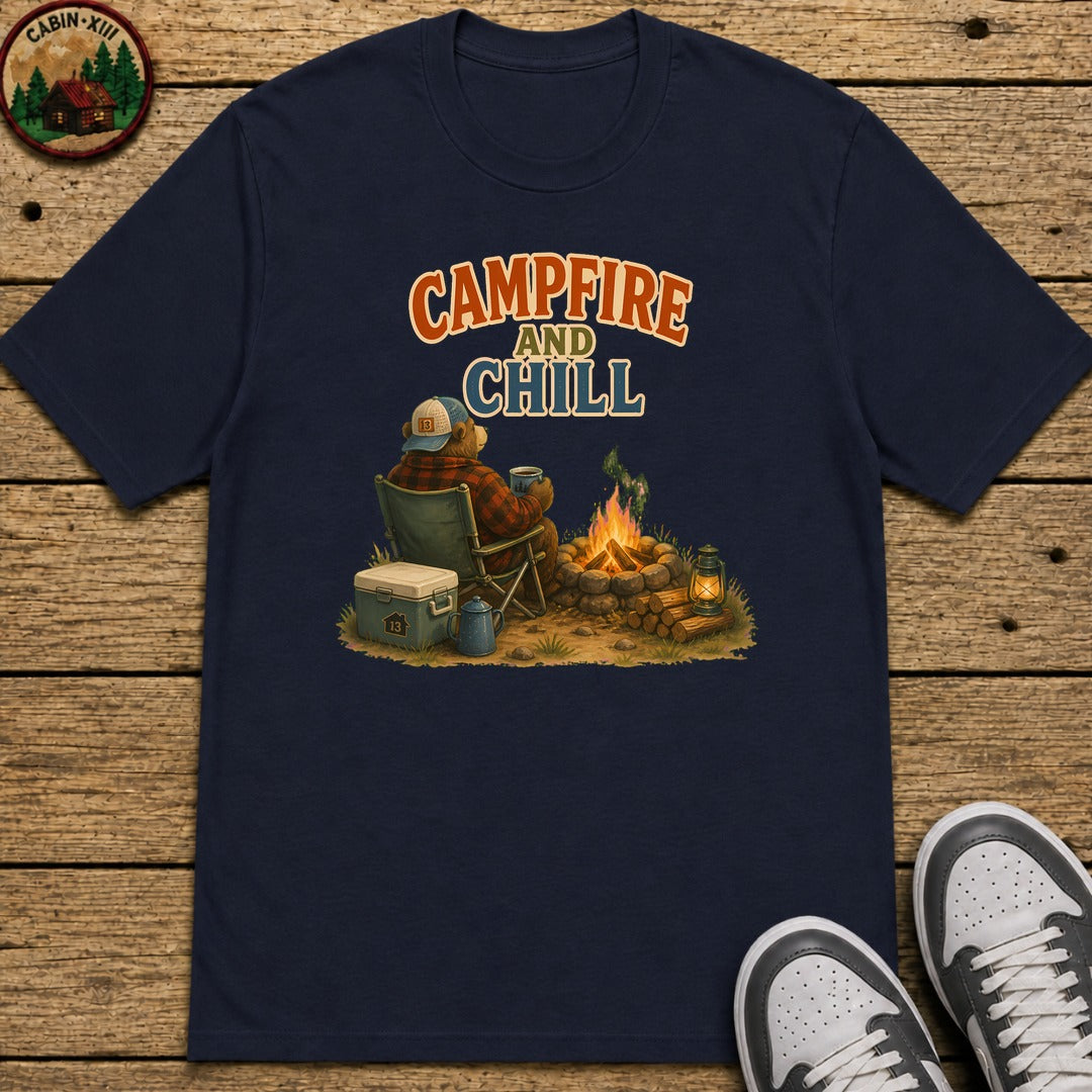 Campfire And Chill Kids T-Shirt - Navy