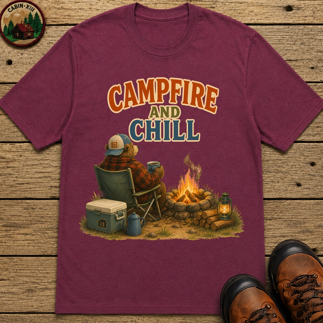 Campfire And Chill T-Shirt - Berry