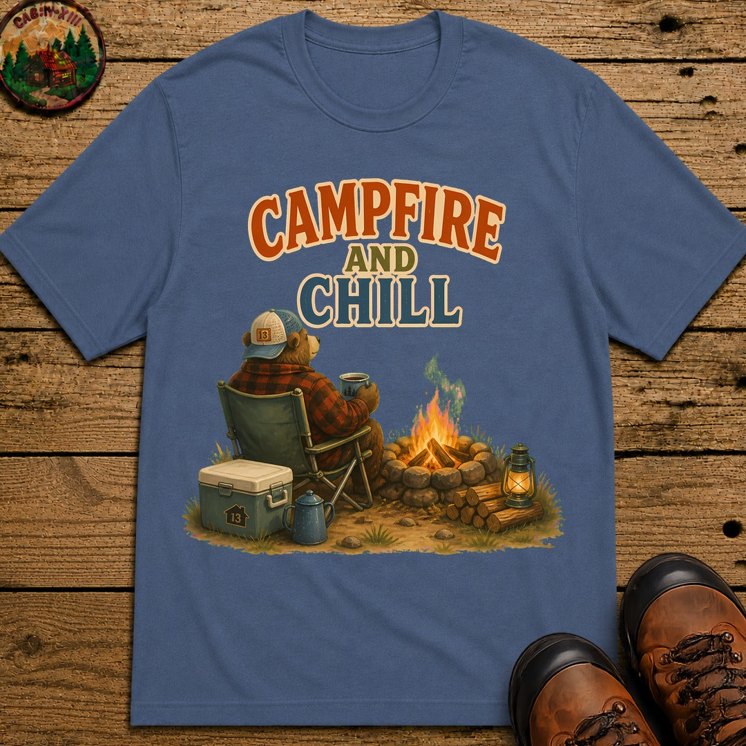 Campfire And Chill T-Shirt - Blue Jean