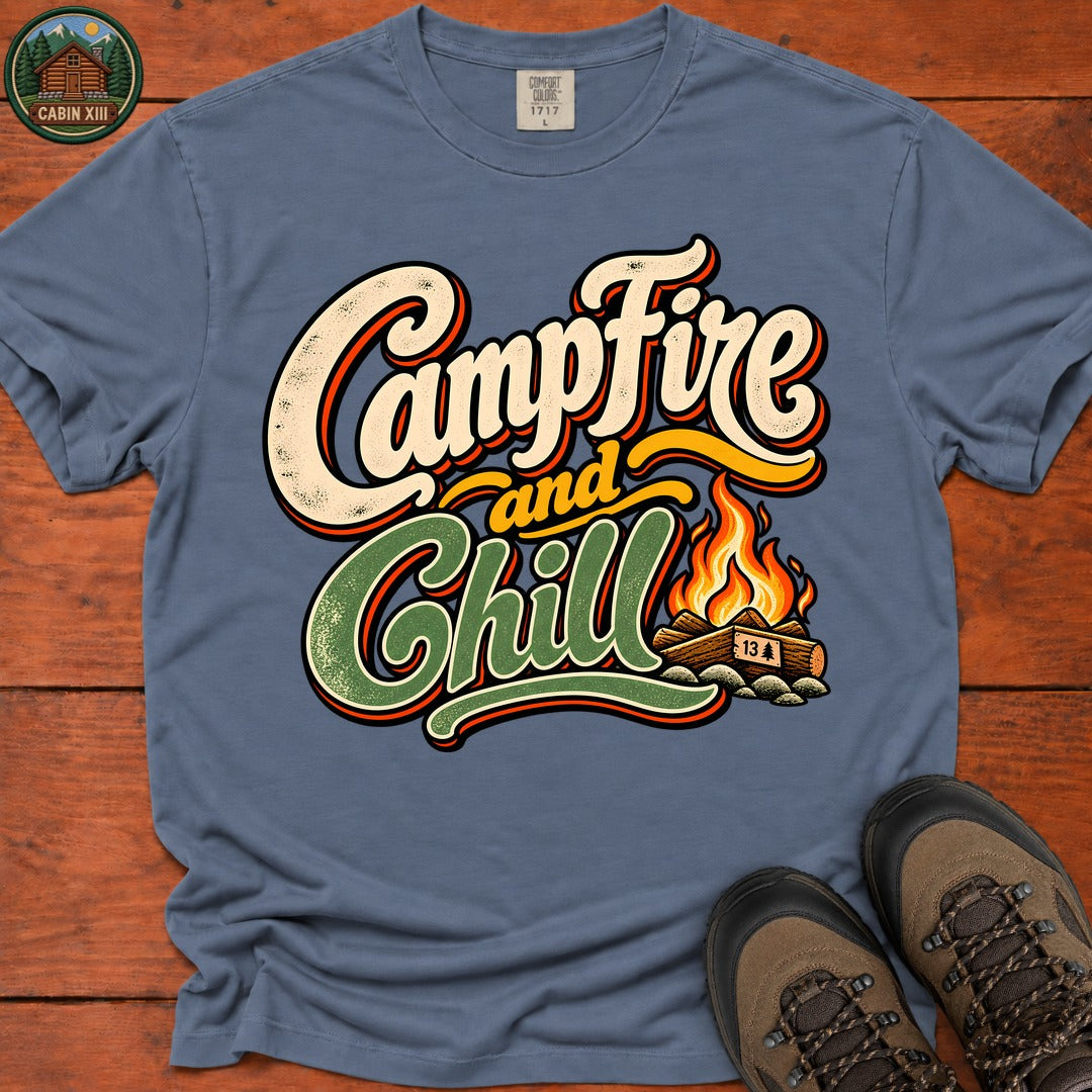 Campfire And Chill V2 T-Shirt - Blue Jean