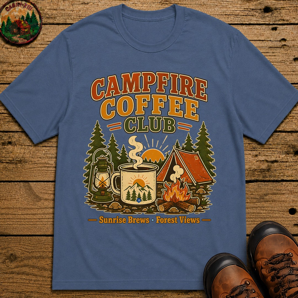 Campfire Coffee Club T-Shirt - Blue Jean