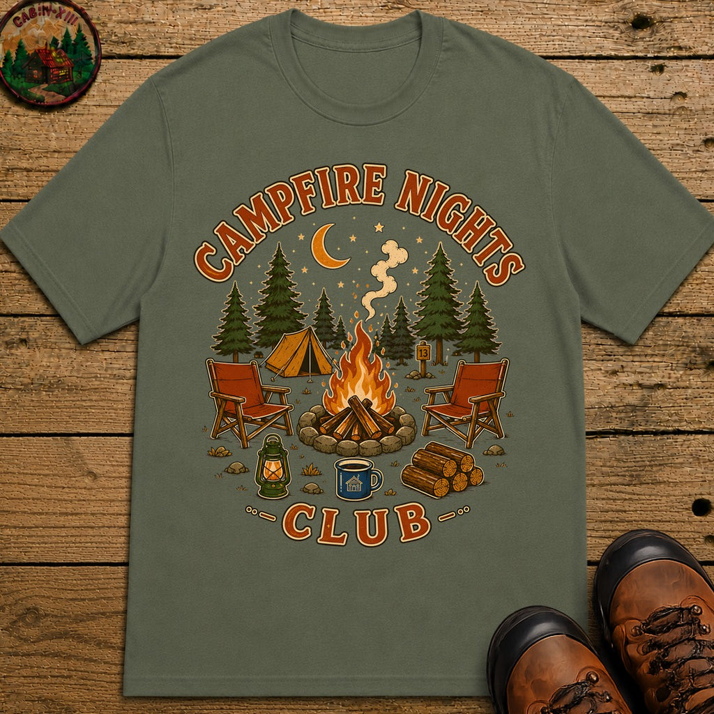 Campfire Nights Club T-Shirt - Moss