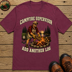 Campfire Supervisor Add Another Log — Funny Camping Dad Tee - Berry