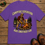 Campfire Supervisor Add Another Log — Funny Camping Dad Tee - Grape