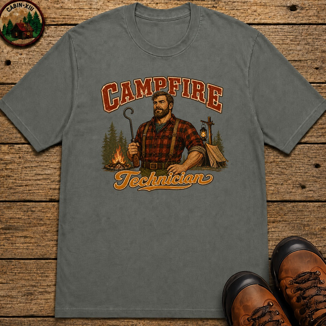Campfire Technician (Men's) T-Shirt - Pepper