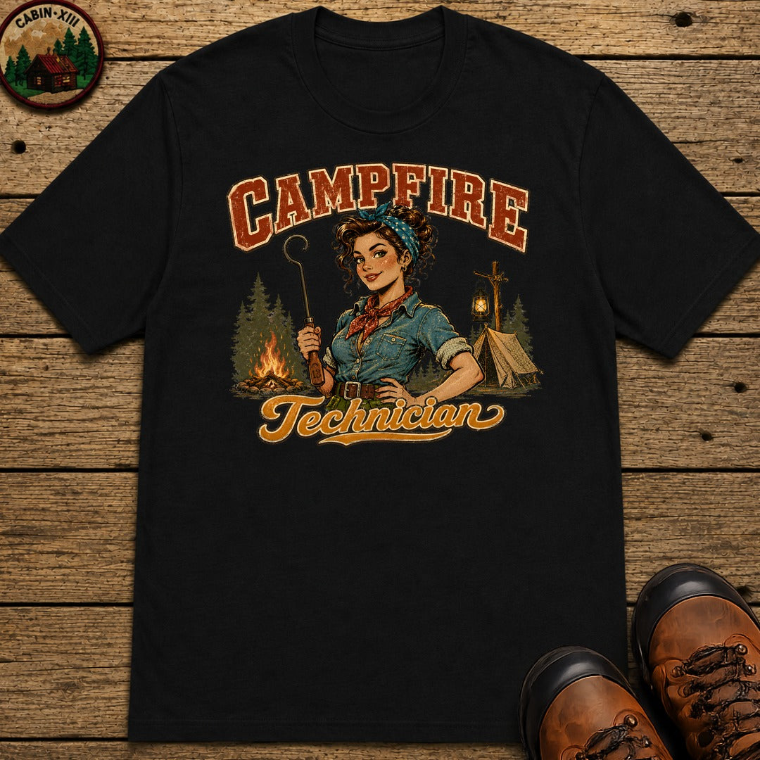 Campfire Technician (Women's) T-Shirt - Black