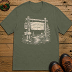 Campground Entrance Sketch T-Shirt - Moss