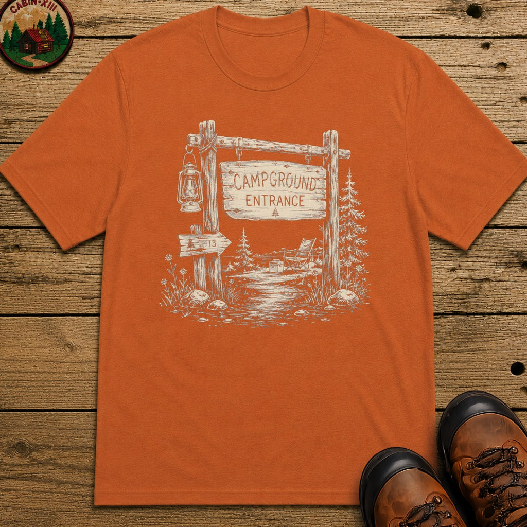 Campground Entrance Sketch T-Shirt - Yam