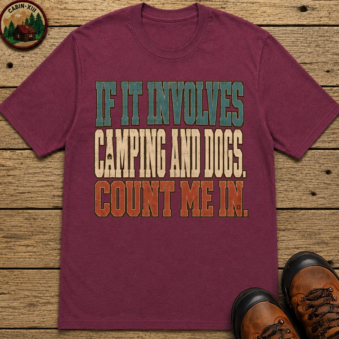Camping And Dog T Shirt - Berry