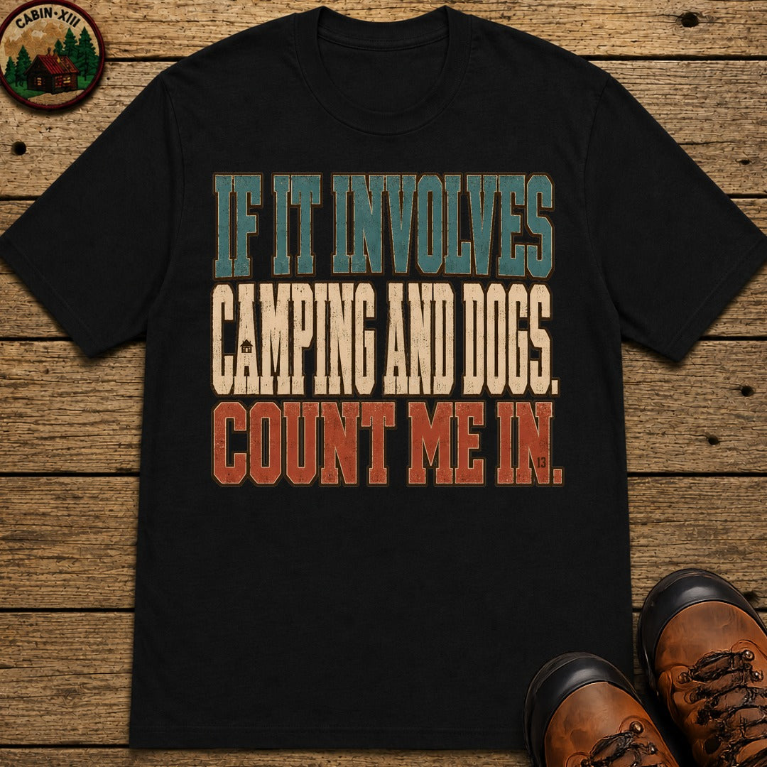 Camping And Dog T Shirt - Black