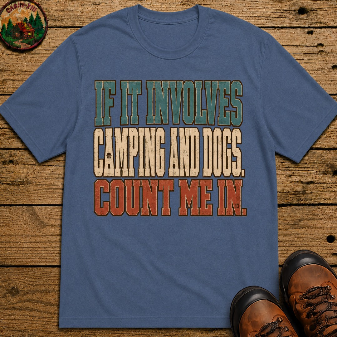 Camping And Dog T Shirt - Blue Jean