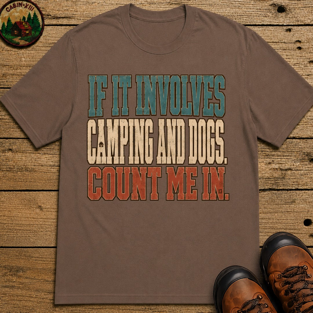 Camping And Dog T Shirt - Espresso