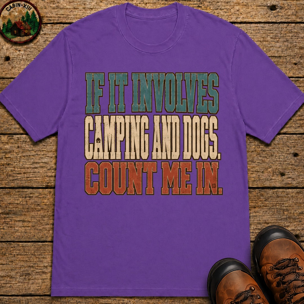 Camping And Dog T Shirt - Grape