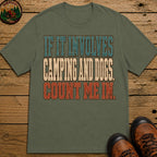 Camping And Dog T Shirt - Moss