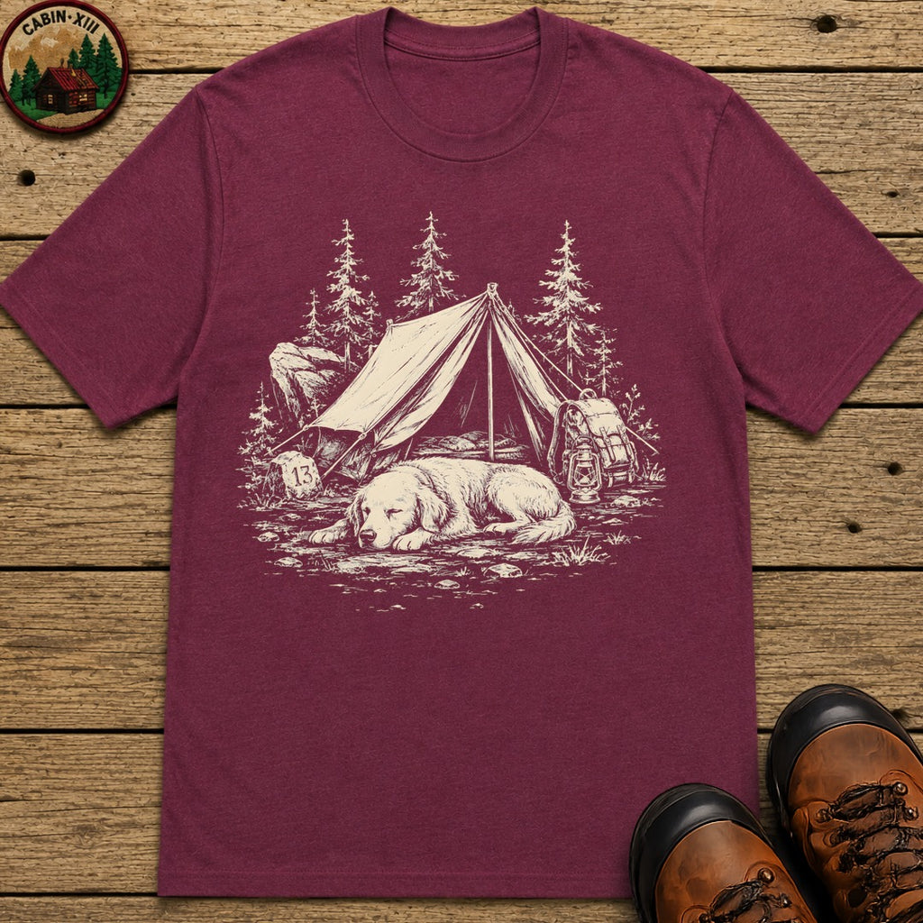Camping Dog Nap T-Shirt - Berry
