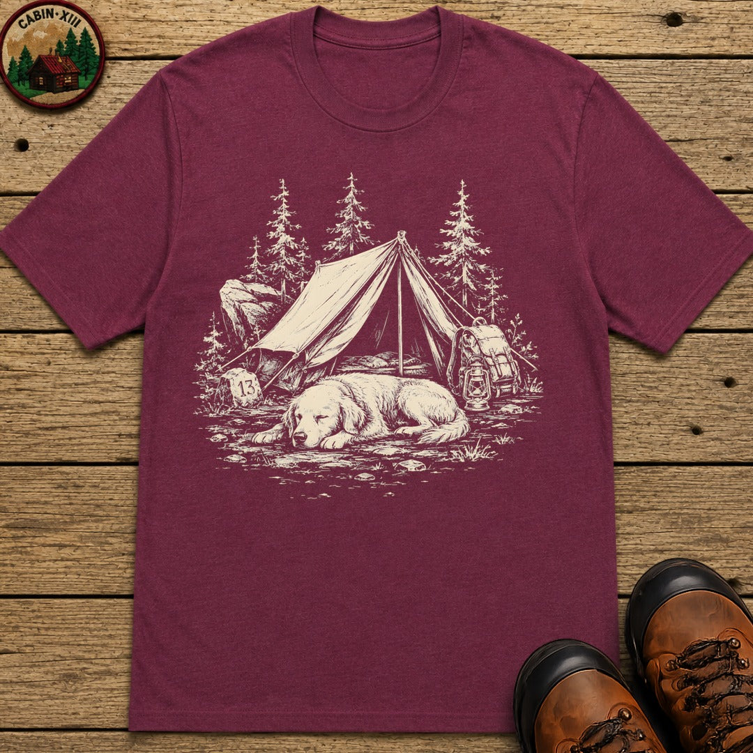 Camping Dog Nap T-Shirt - Berry