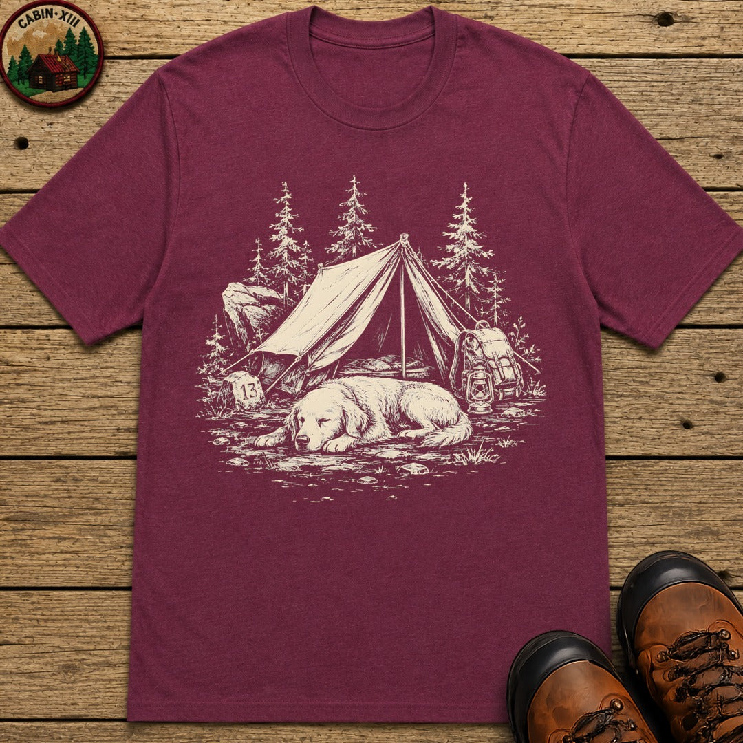 Camping Dog Nap T-Shirt - Berry