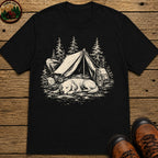 Camping Dog Nap T-Shirt - Black