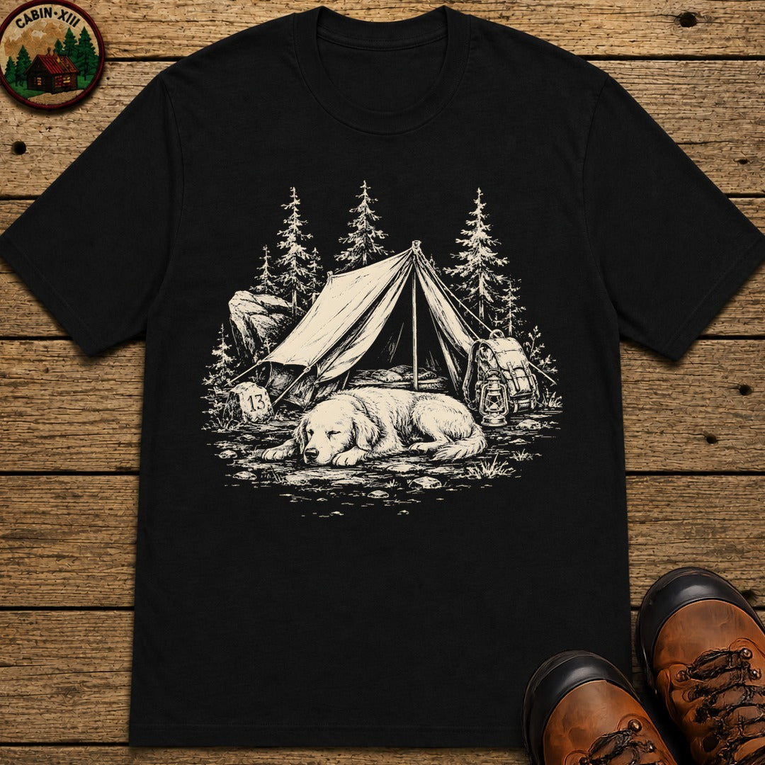 Camping Dog Nap T-Shirt - Black