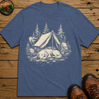 Camping Dog Nap T-Shirt - Blue Jean