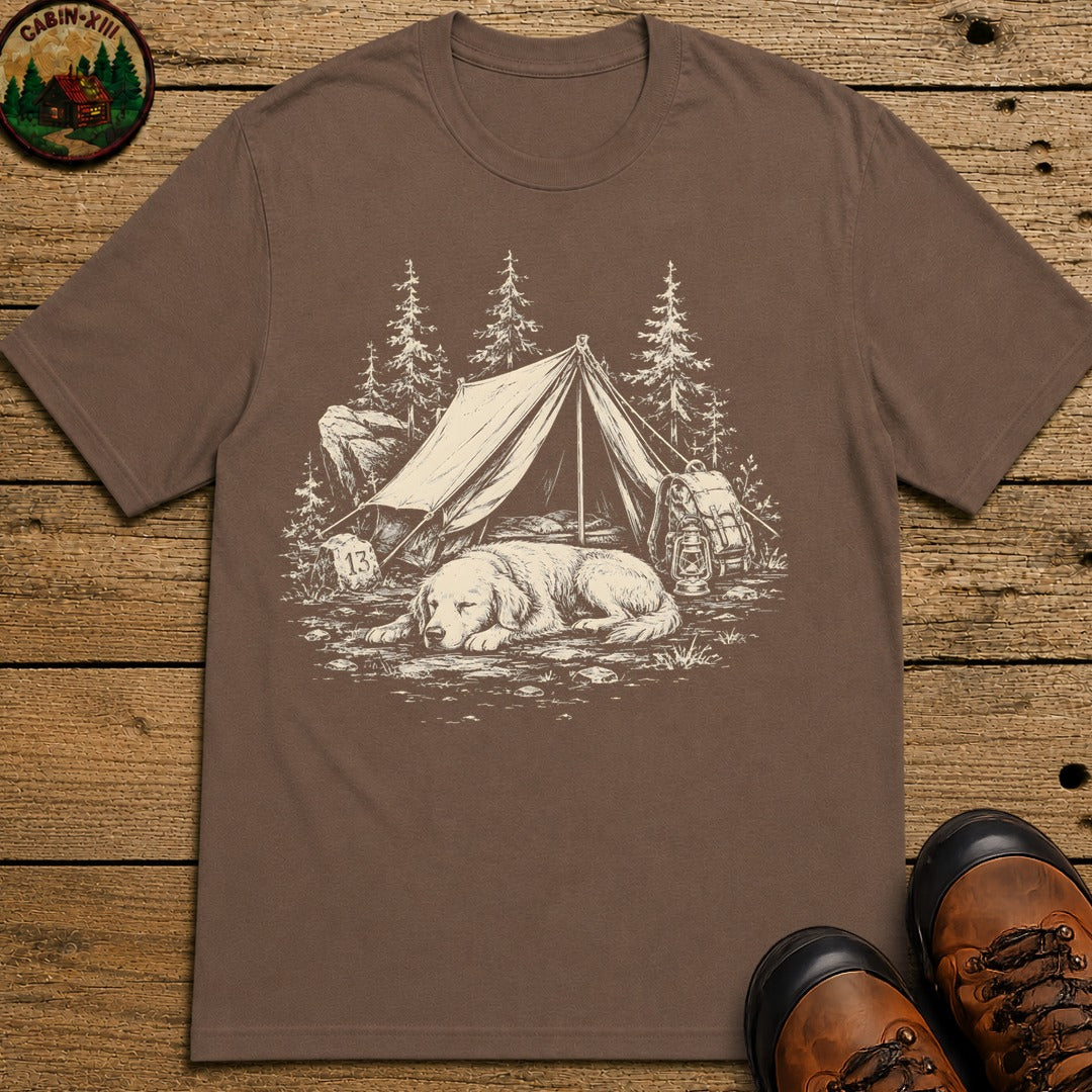 Camping Dog Nap T-Shirt - Espresso