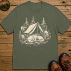 Camping Dog Nap T-Shirt - Moss