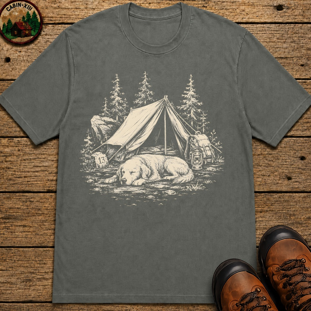 Camping Dog Nap T-Shirt - Pepper