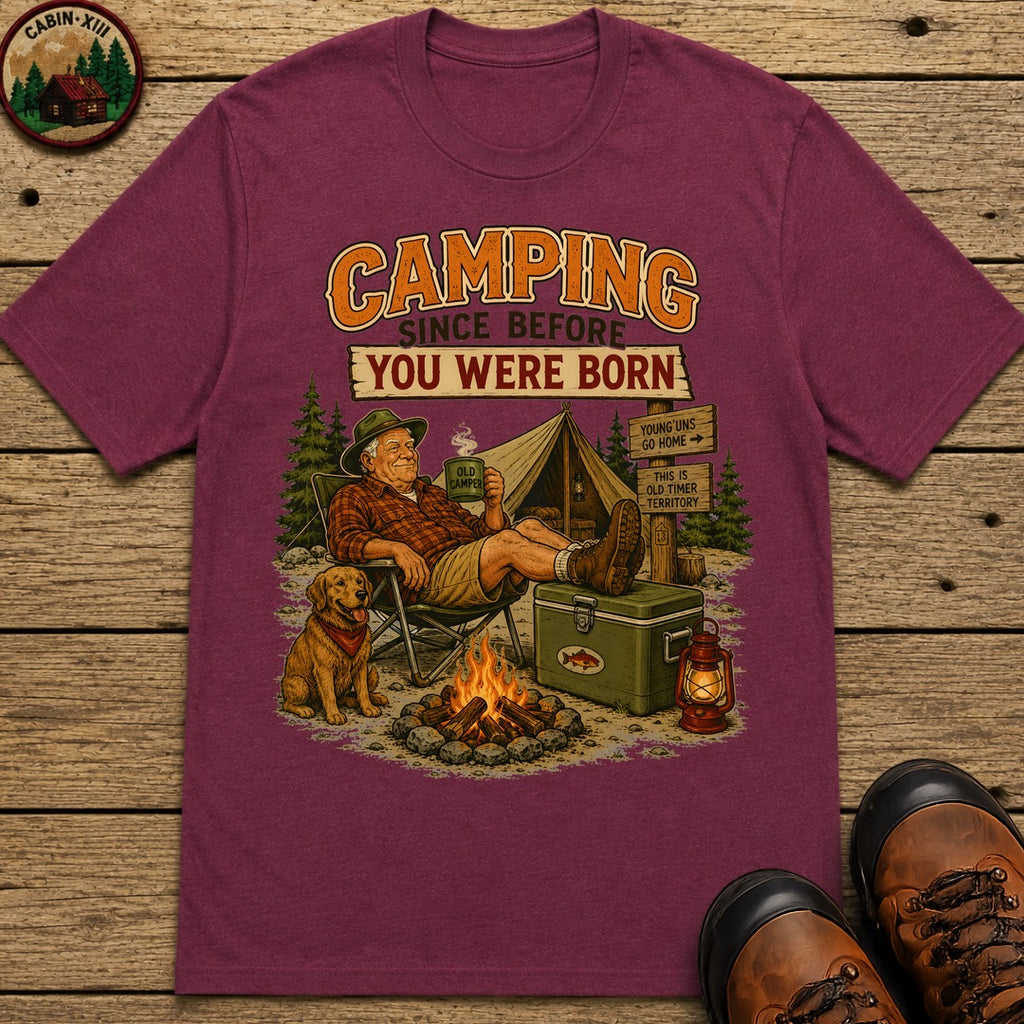 Camping Since Before You Were Born T-Shirt - Berry