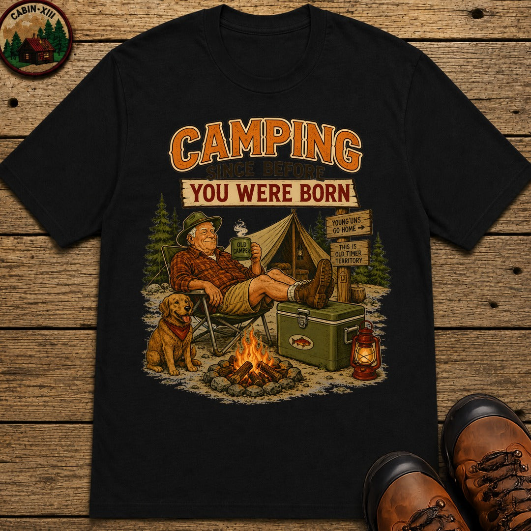 Camping Since Before You Were Born T-Shirt - Black