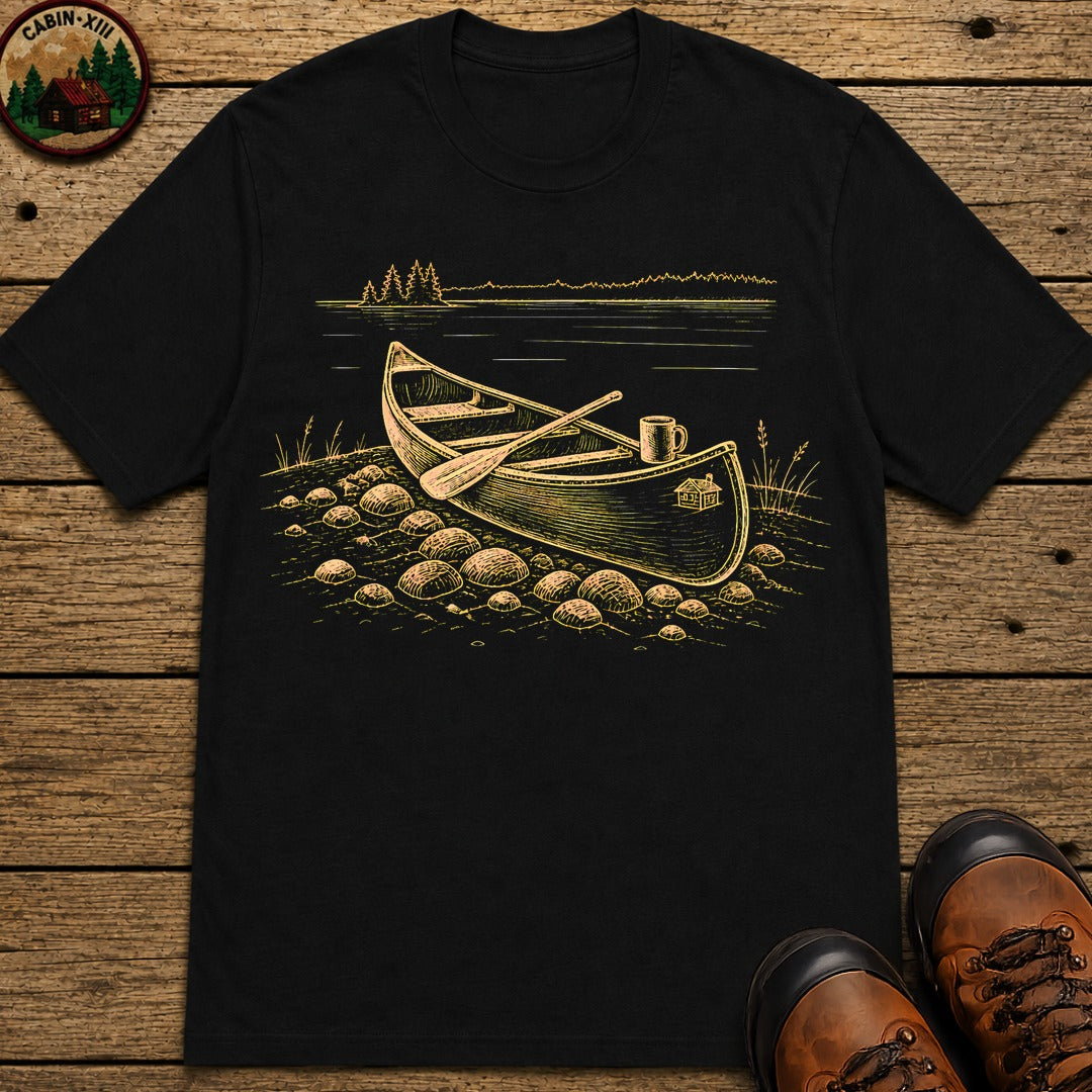 Canoe On Beach T-Shirt - Black