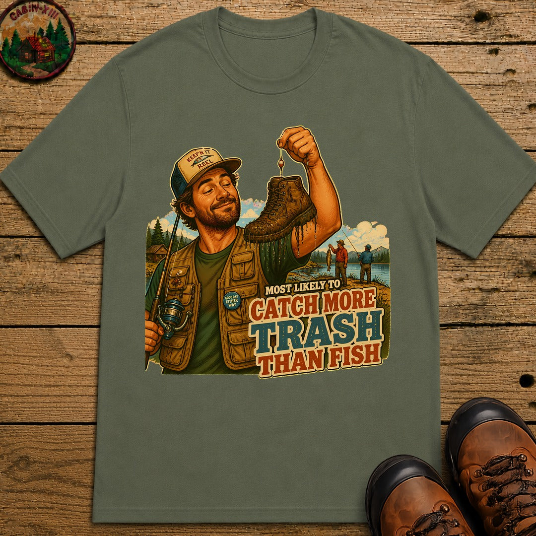 Catch More Trash T-Shirt - Moss