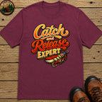Catch and Release Expert Funny Fishing Shirt — Fly Fishing Tee - Berry