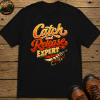 Catch and Release Expert Funny Fishing Shirt — Fly Fishing Tee - Black