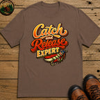 Catch and Release Expert Funny Fishing Shirt — Fly Fishing Tee - Espresso