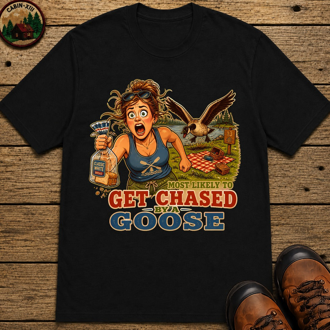 Chased By A Goose T-Shirt - Black