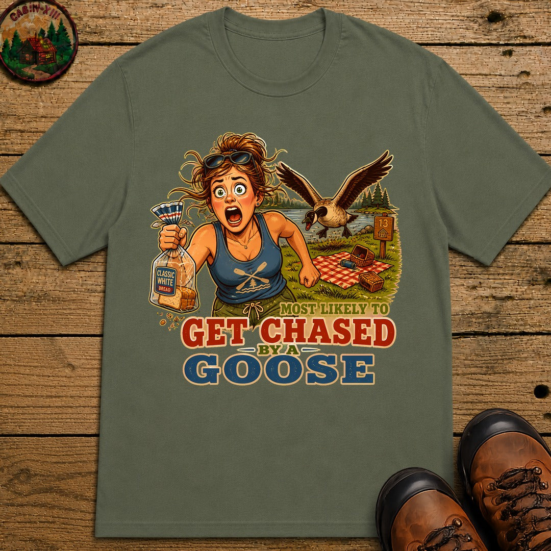 Chased By A Goose T-Shirt - Moss