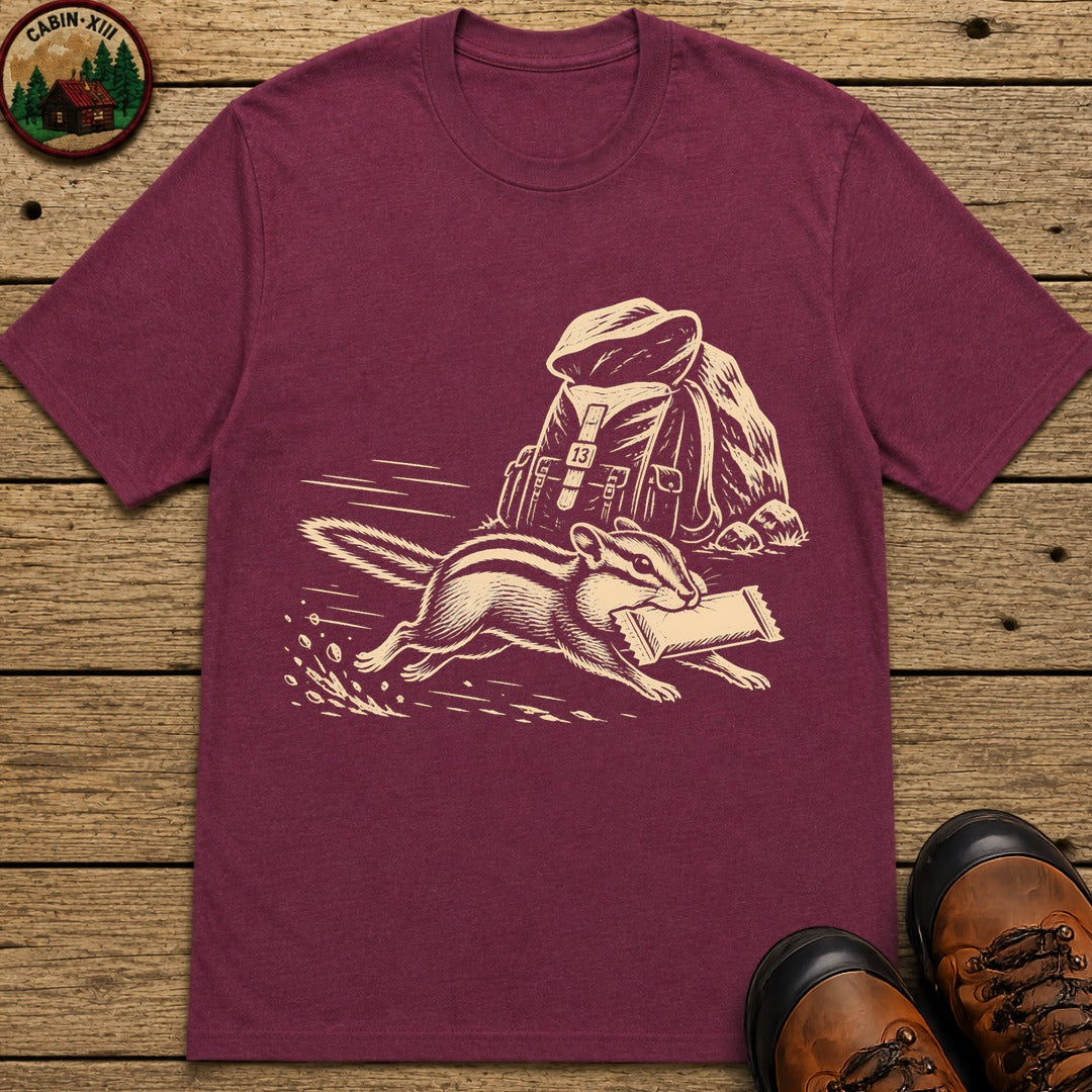 Chipmunk Snack Raid Lino T-Shirt - Berry