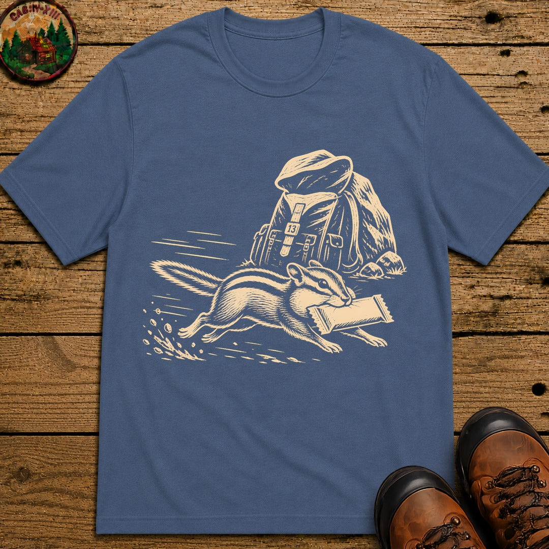 Chipmunk Snack Raid Lino T-Shirt - Blue Jean