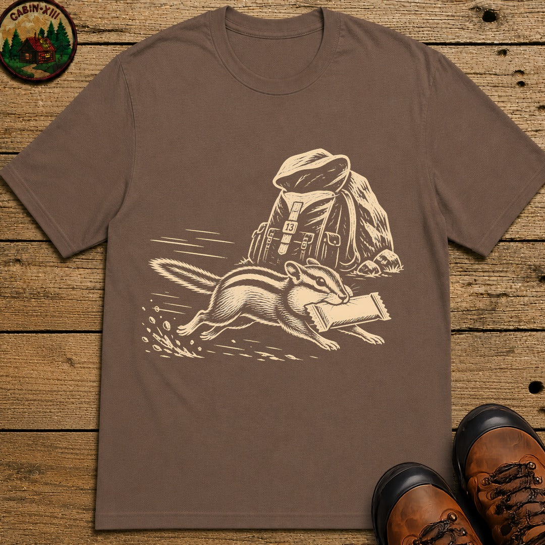 Chipmunk Snack Raid Lino T-Shirt - Espresso