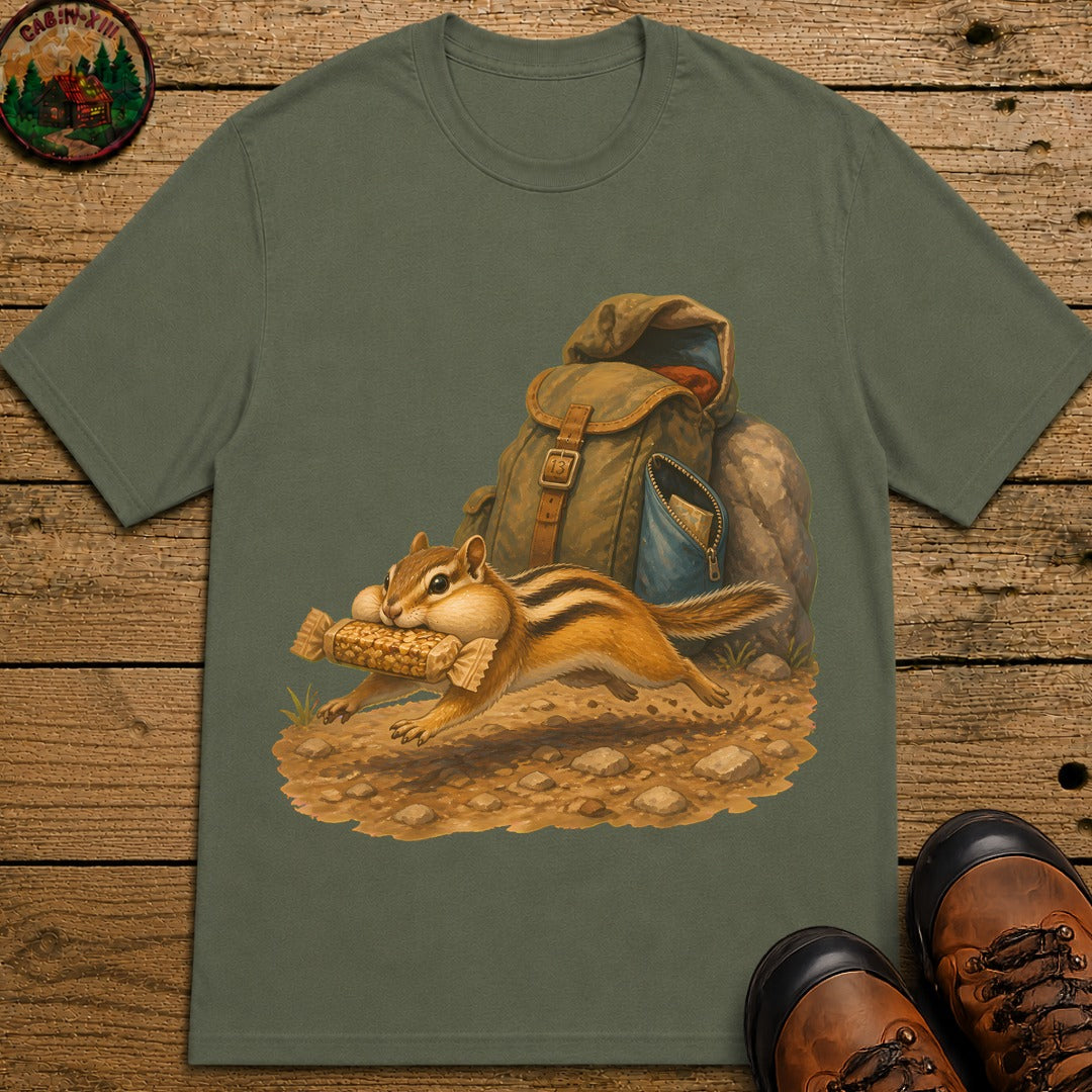 Chipmunk Snack Raid T-Shirt - Moss