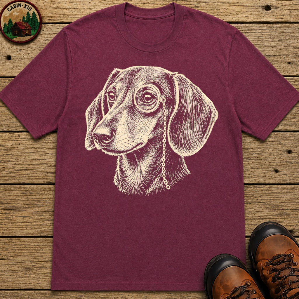 Dachshund in a Monocle T-Shirt - Berry