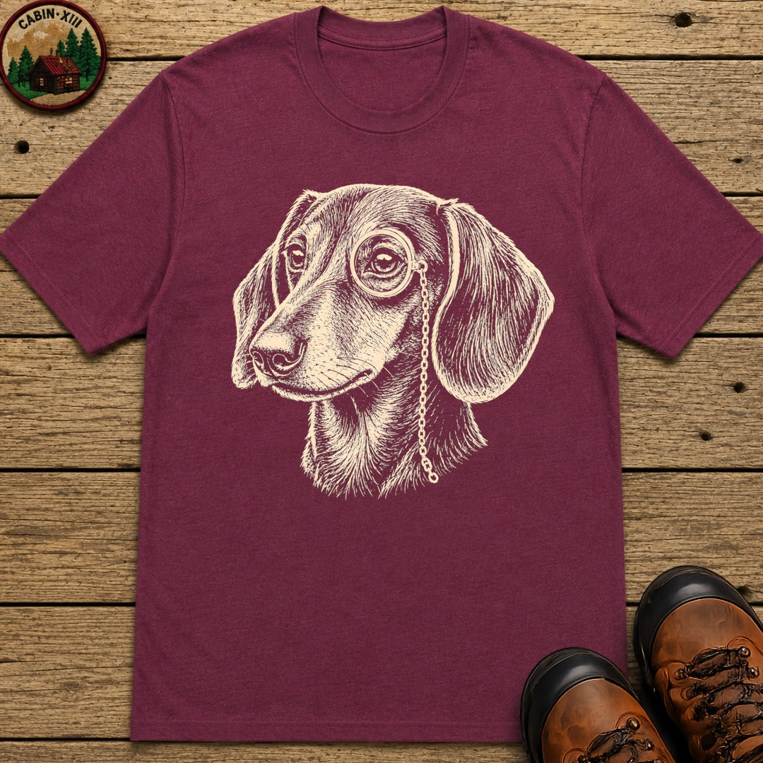 Dachshund in a Monocle T-Shirt - Berry