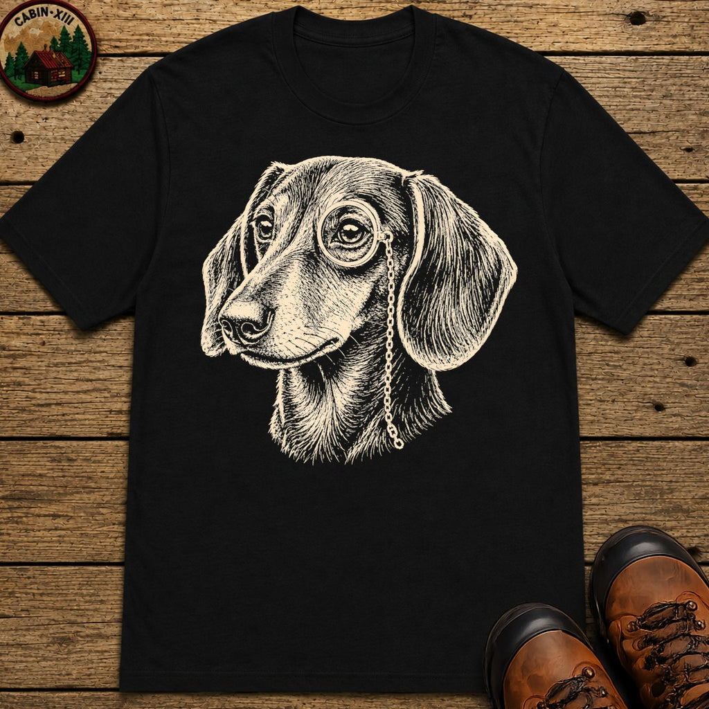 Dachshund in a Monocle T-Shirt - Black