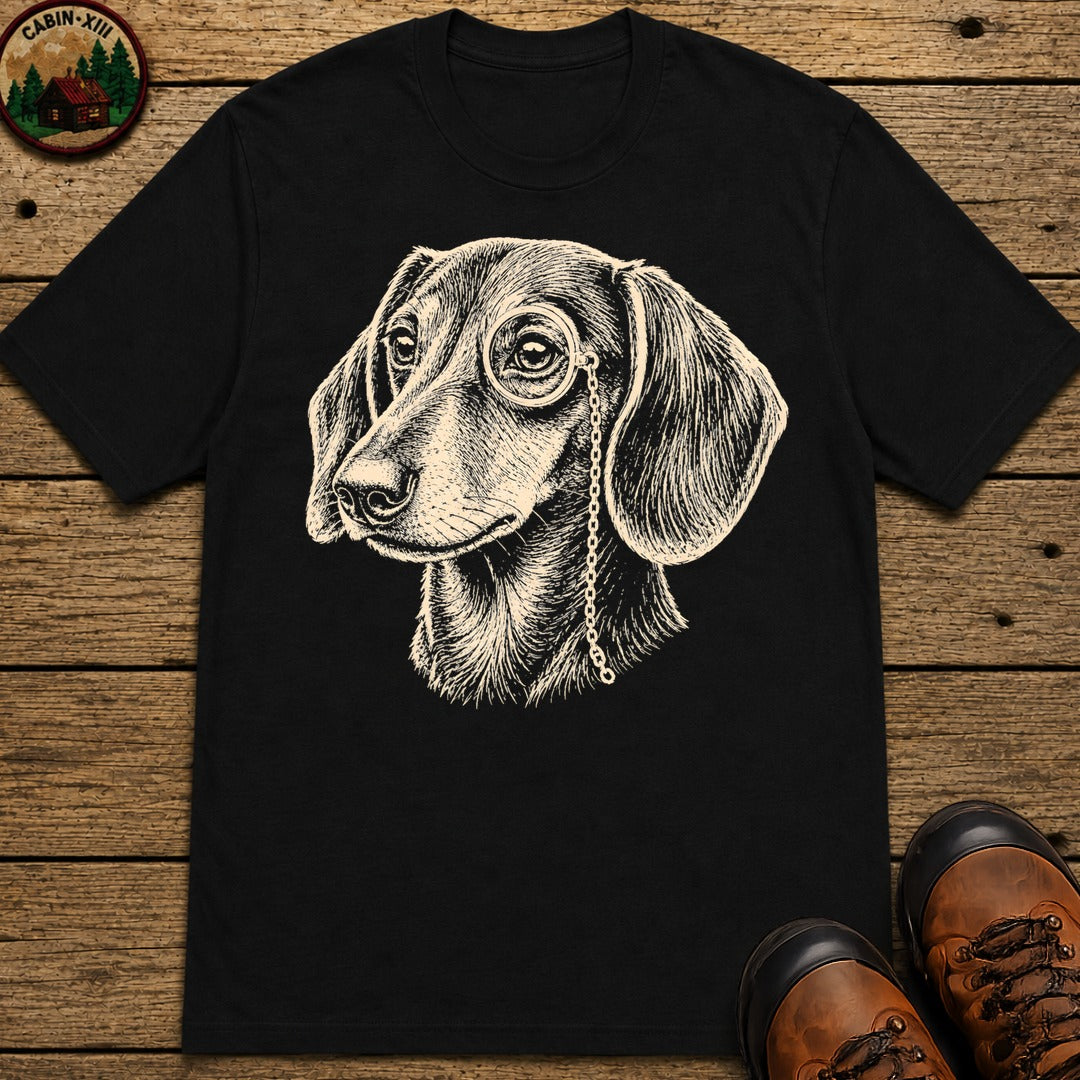Dachshund in a Monocle T-Shirt - Black