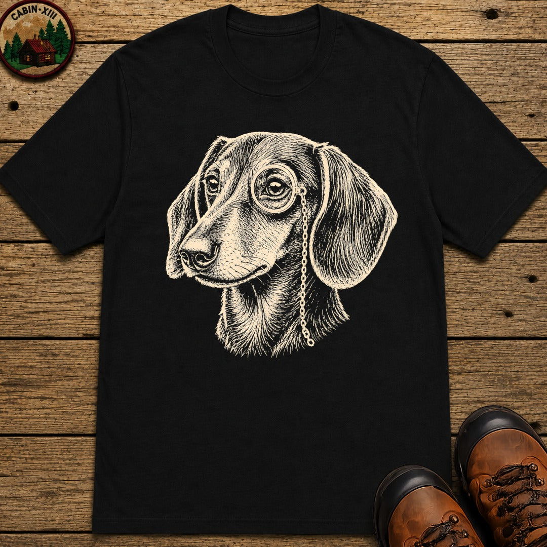 Dachshund in a Monocle T-Shirt - Black