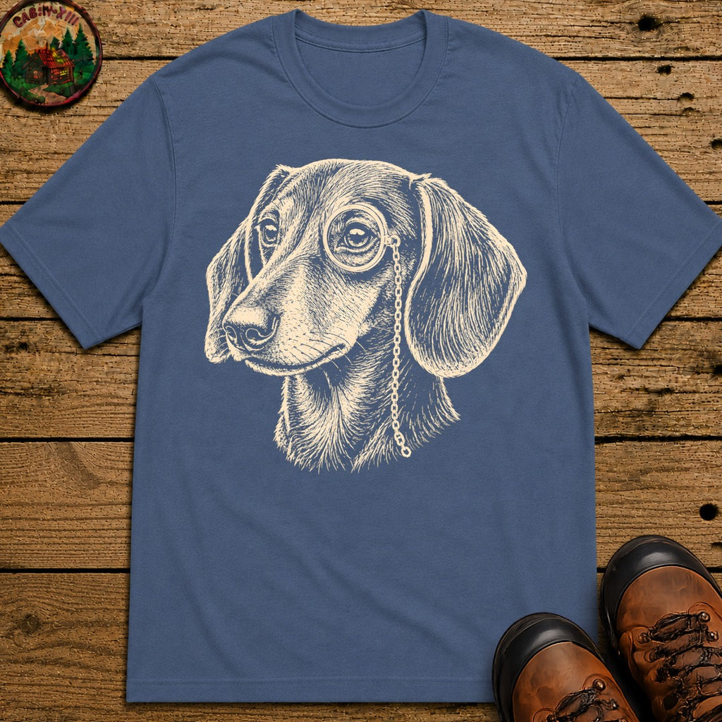 Dachshund in a Monocle T-Shirt - Blue Jean