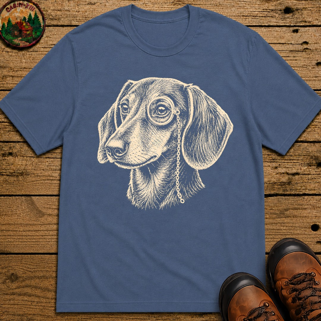 Dachshund in a Monocle T-Shirt - Blue Jean